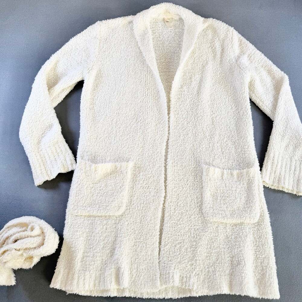 SKIMS Cozy Knit Boucle Duster Cardigan/Robe Ivory White XXS/XS